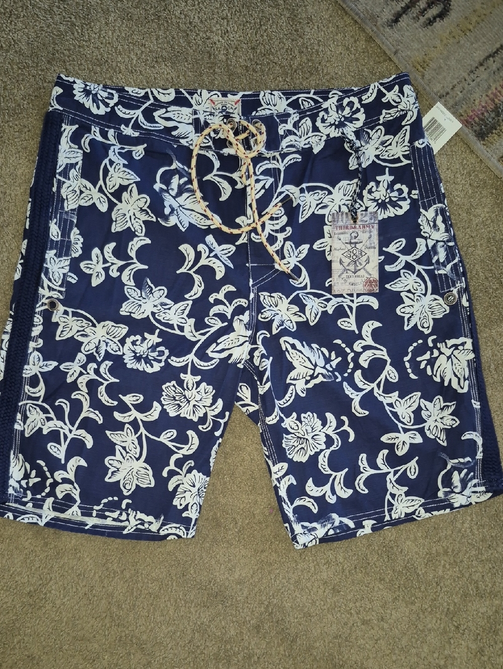 Always Navy and White Floral Swim Board Shorts